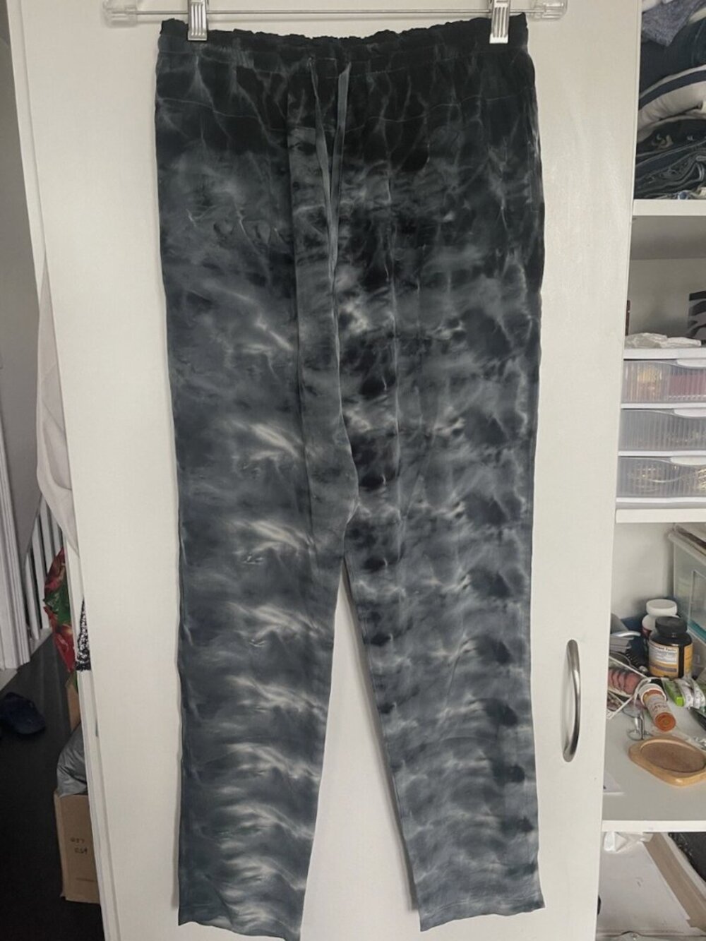 Gypsy 05 100% Silk Size XS Global Village Jogger Pull On Pants Tie Dye